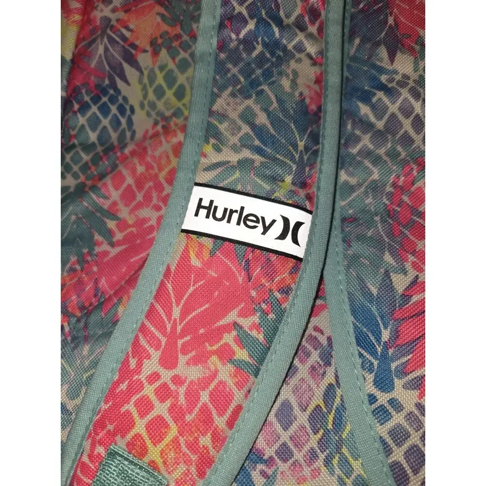 Hurley Backpack Large Pineapple Tropical Multicolor Pink Teal School Travel Bag